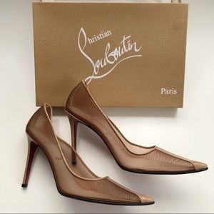 Tan Mesh Christian Louboutin Heels, Size 37